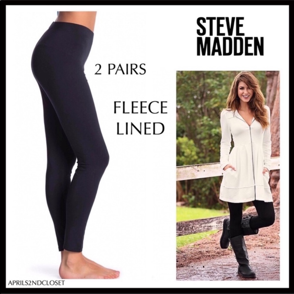 Steve Madden Fleece Lined Legging NWT 2 Pair Black